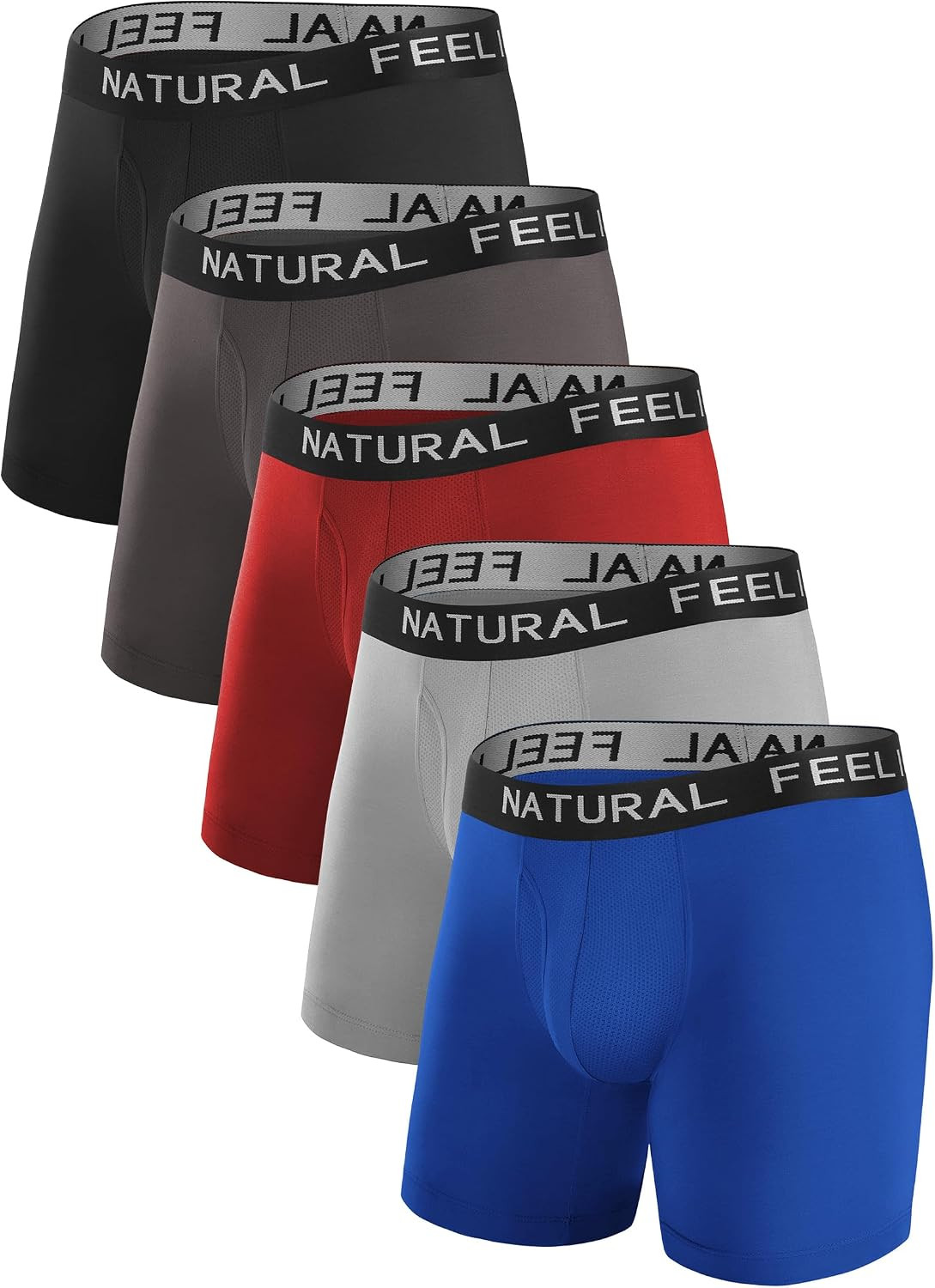 Mens Underwear Athletic Boxer Briefs Men Pack | Fly Front, Quick Dry, Tag Free,