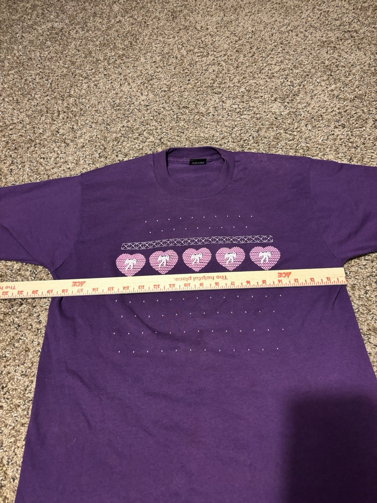 Vintage 90s Single Stitch Purple Screen Stars Best Heart Graphic T Shirt USA L