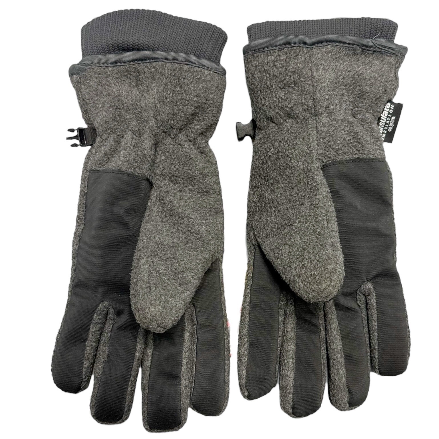 Thinsulate 40 Gram Men M/L Gray Fleece Wrist Glove Winter Non Slip Palm Grip