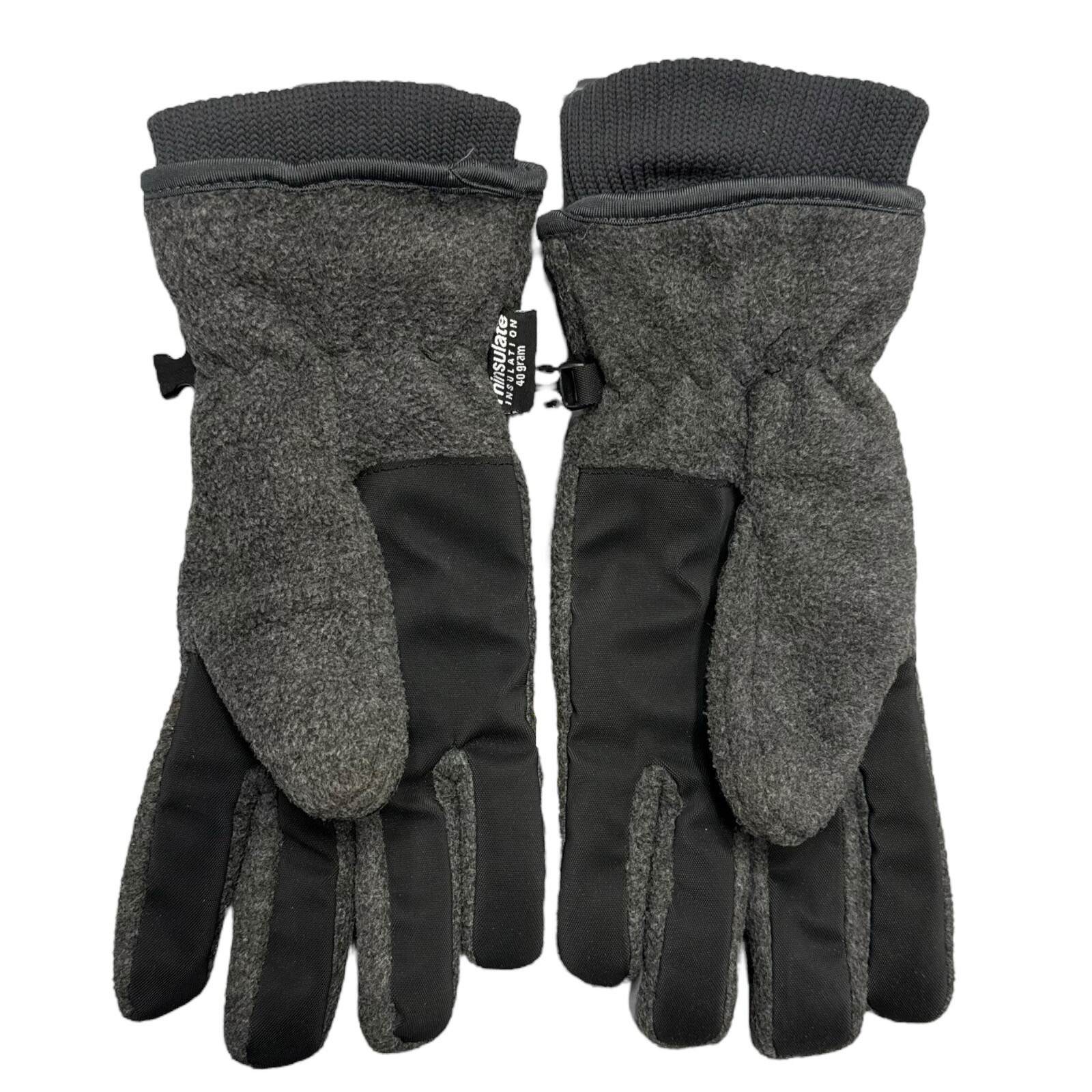 Thinsulate 40 Gram Men M/L Gray Fleece Wrist Glove Winter Non Slip Palm Grip