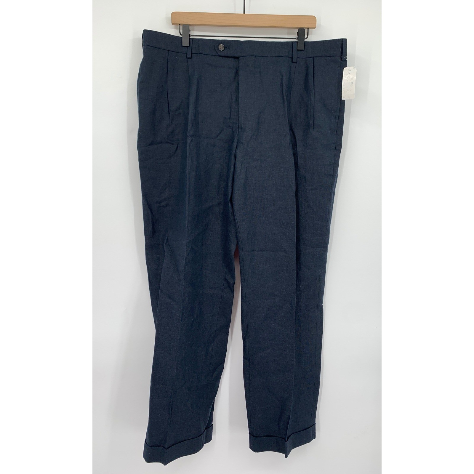Brooks Brothers Pants 40×30 Blue Baird Mcnutt Linen Madison Pleated Cuff NEW