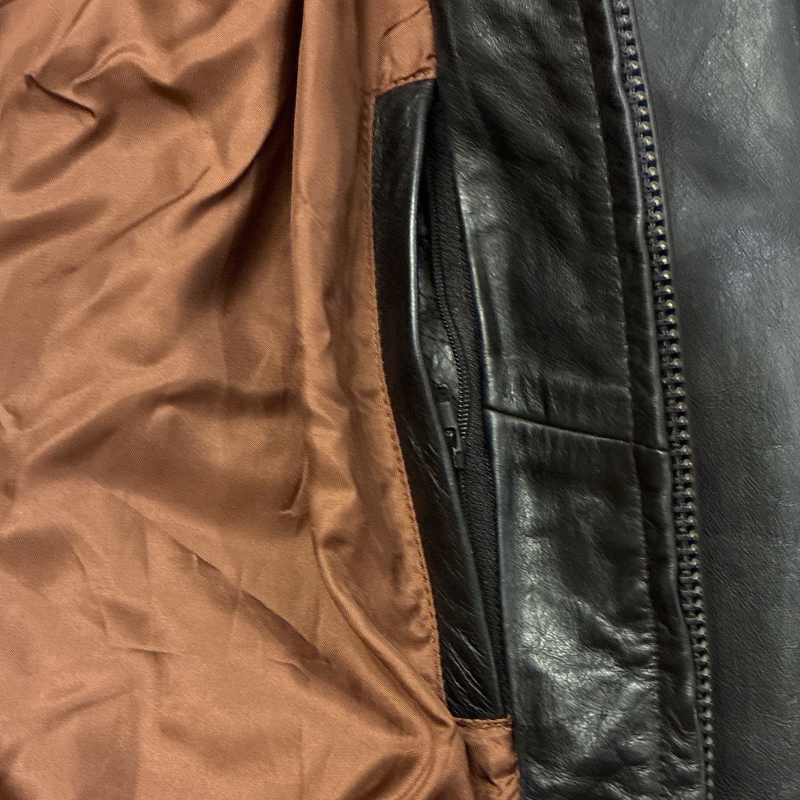 J.CREW Men’s XL Black Leather Jacket Lined Zip/Button Point Collar Pockets