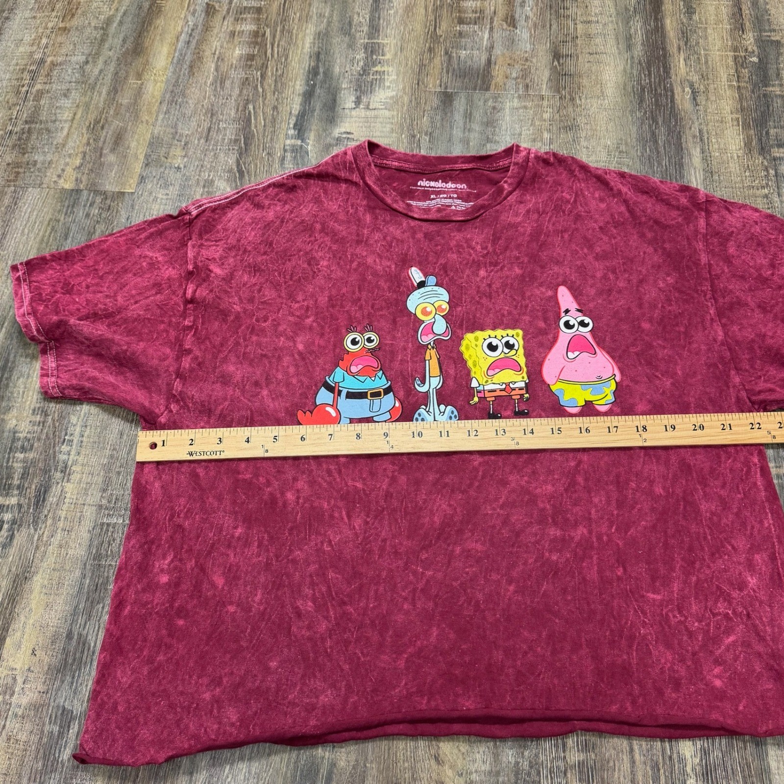 Nickelodeon Spongebob Squarepants Graphic T Shirt XL Red crop top Crew Neck