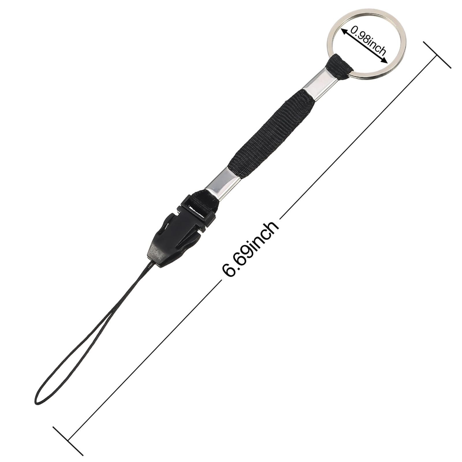200 Pcs Black Nylon Detachable Lanyard Strap for USB, ID Card, Keychain, MP3/MP4