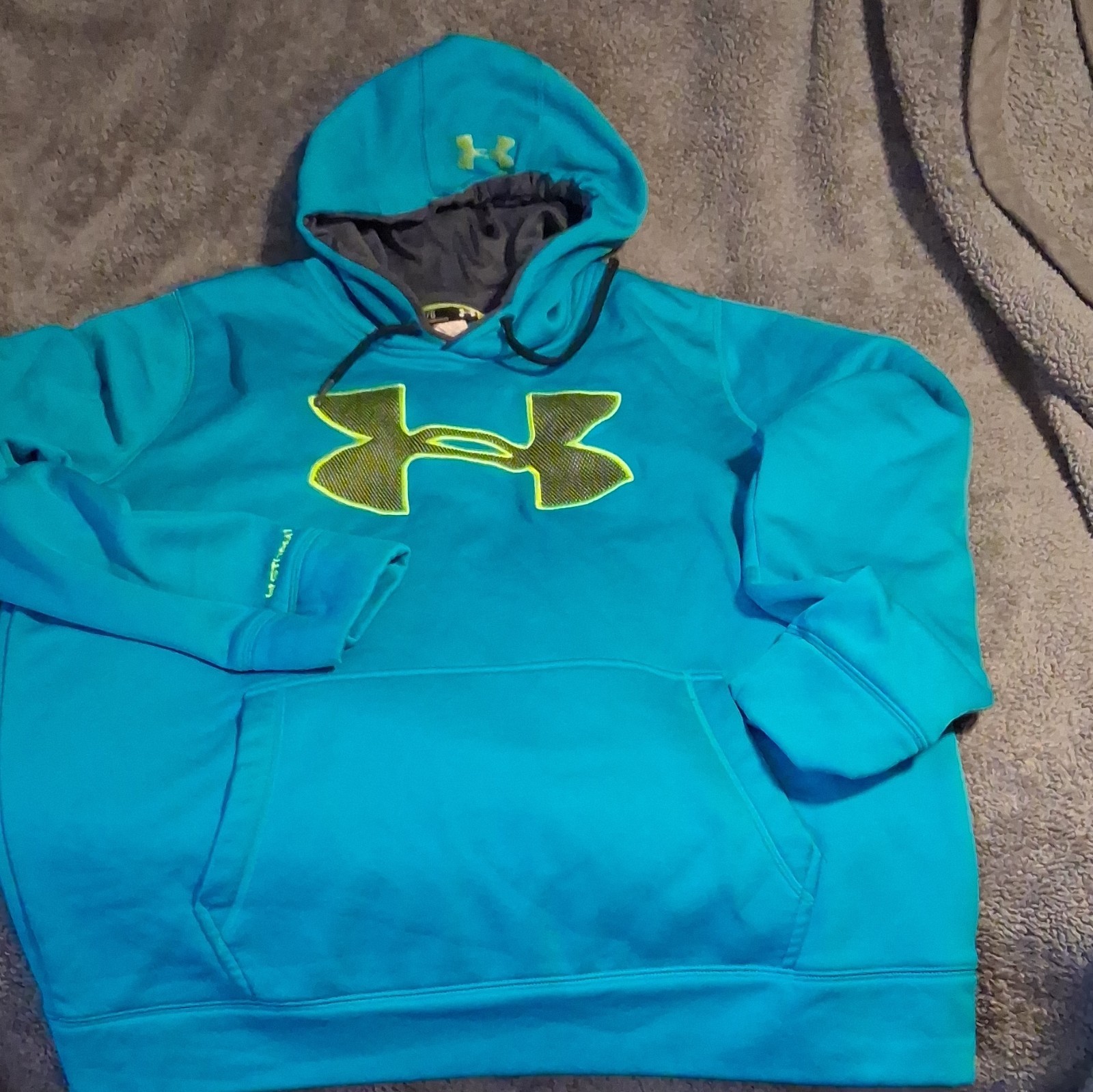 Under Armour Storm1 Men’s Blue L Pullover Hoodie Logo Drawstring Pockets