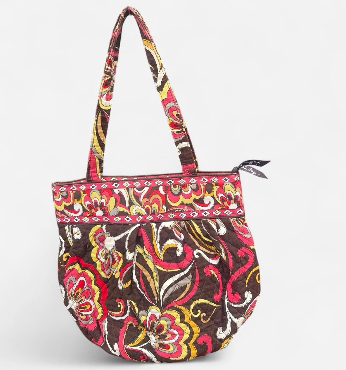 Vera Bradley Floral Multicolor Tote Bag Quilted Accents Lined Inner Pockets