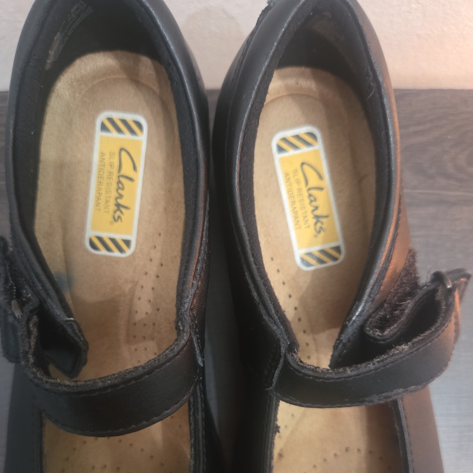Clarks Womens 6.5 Talene Ave Black Leather Non Slip Mary Jane Shoes