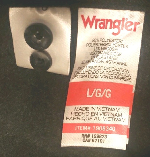 Wrangler Flannel Knit Men’s Shirt Button Down Size: Large 2-Way Stretch,Gray NWT