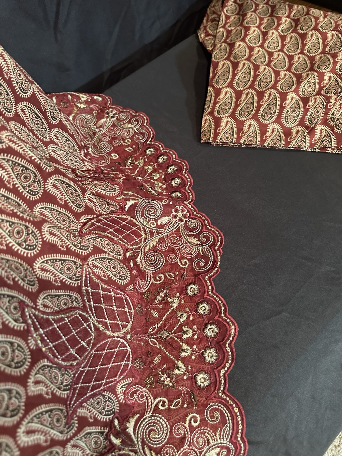 Bin Saeed Premium Lawn Cotton 3 Pc Suit-Cut Work Emb- Aline Style-M & L – $42