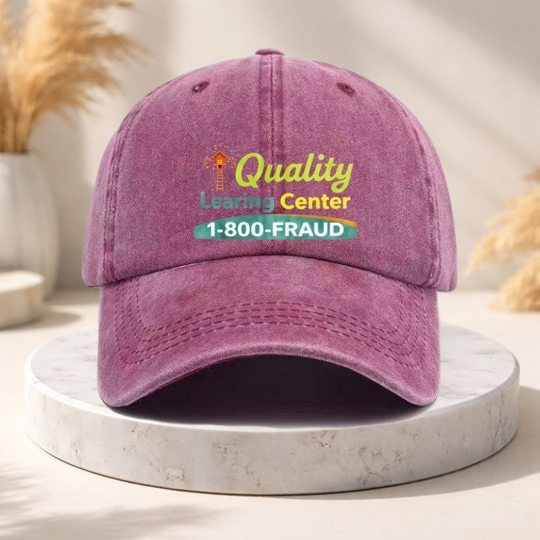 Vintage Quality Learning Center 1-800-FRAUD Washed Baseball Cap Hat Meme Unisex