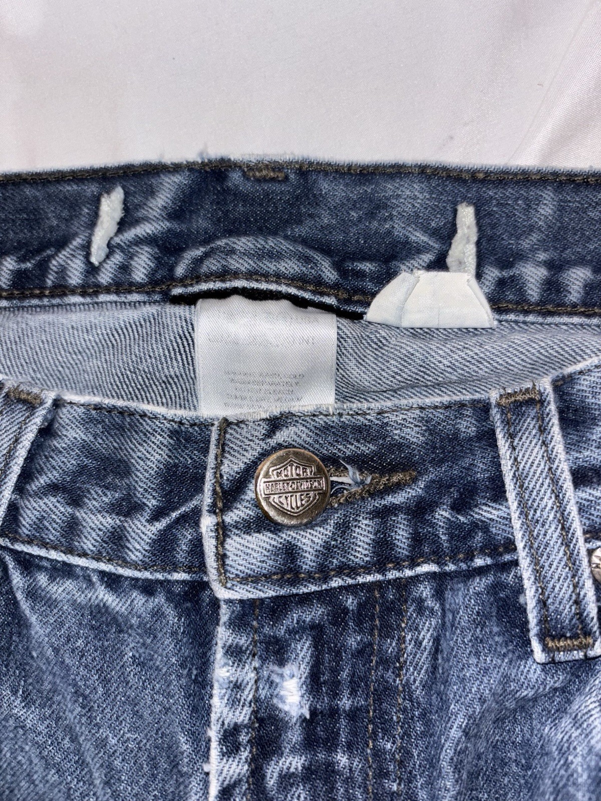 VTG Harley Davidson Blue Denim Straight Fit Jeans Medium Wash Distressed 32/32