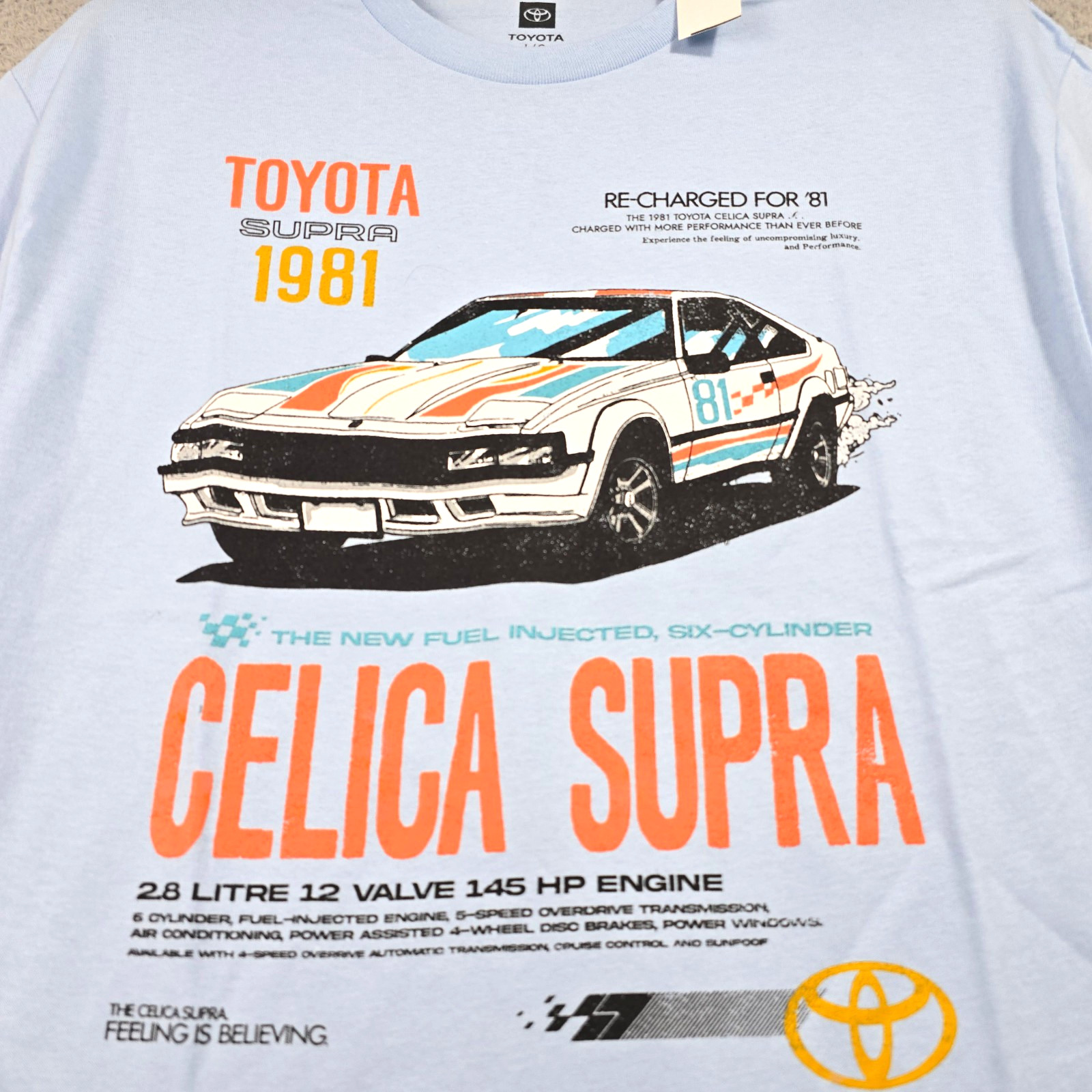 Toyota Supra Celica Shirt Mens Large Blue JDM Tuner 1981 Casual Race Car NWT