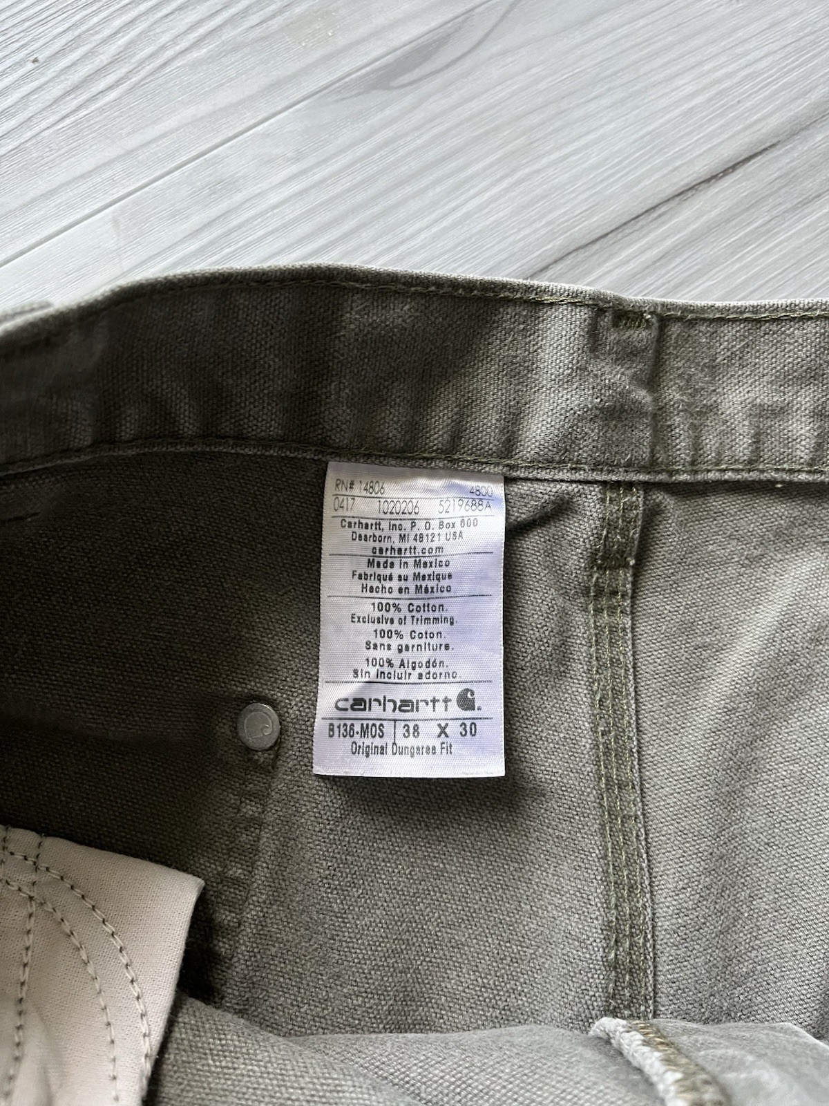 Vintage Carhartt B136 MOS Double Knee Carpenter Pants – 37×30 Faded & Distressed