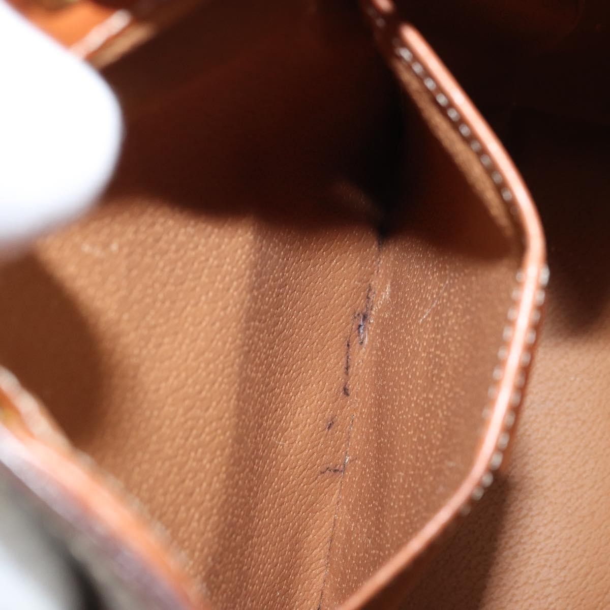 CELINE Macadam Canvas Backpack PVC Leather Brown Gold Auth gh1897