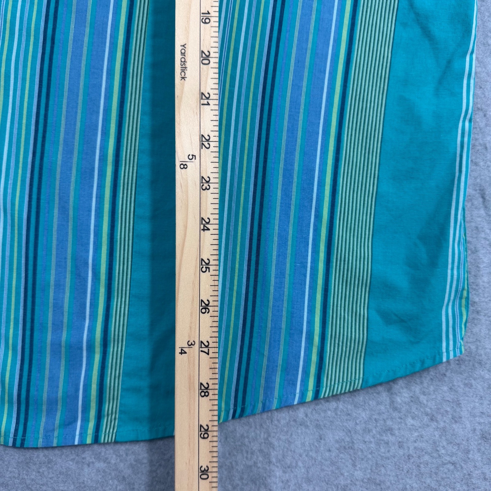 White Stag Women Plus 22W 24W Teal Striped Button Up Shirt Top