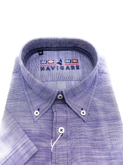 NI3111 NAVIGATE FLAMED COTTON SHIRT BUTTON-DOWN HALF SLEEVE SOLID COLOR