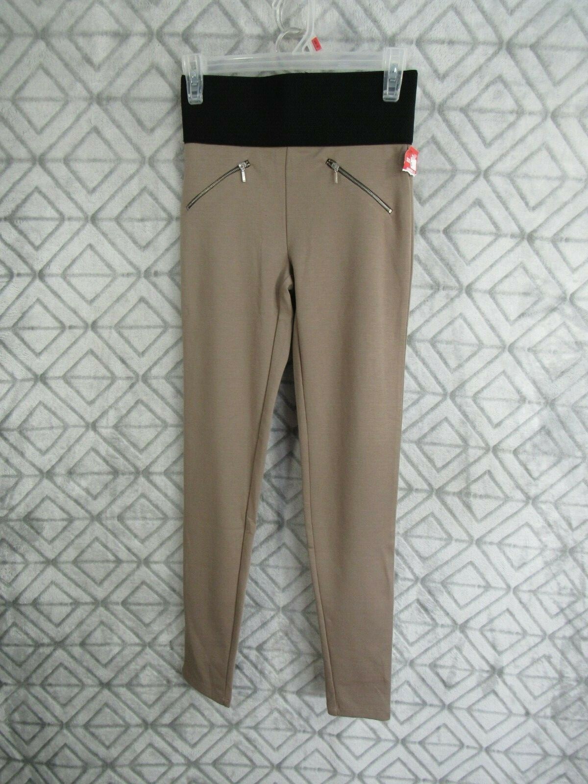 New Forever 21 Pants Size S Brown Black Elastic Wide Waistband Zippers Casual