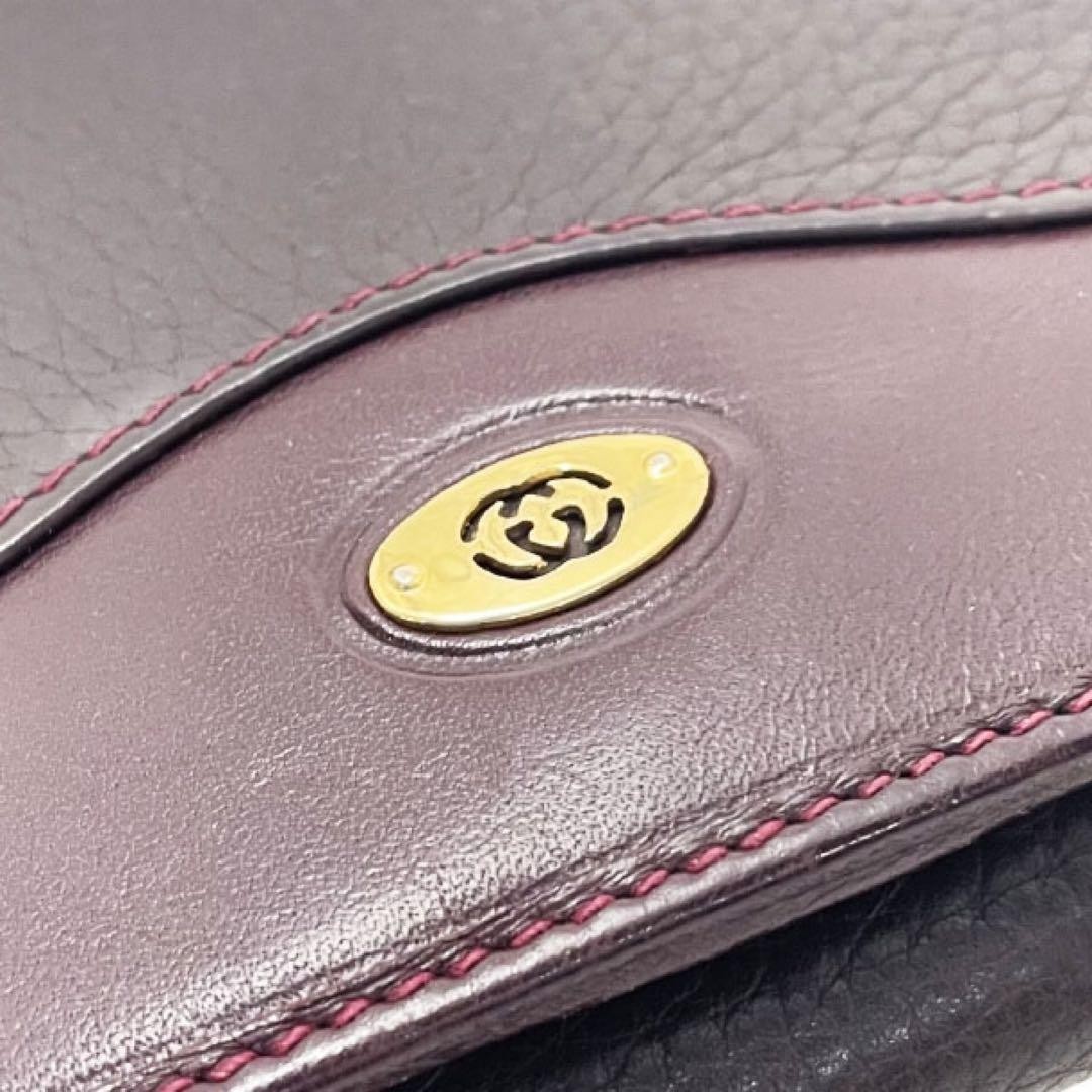 Old Gucci Bi Fold Long Wallet Coin Purse Bordeaux Color 16104