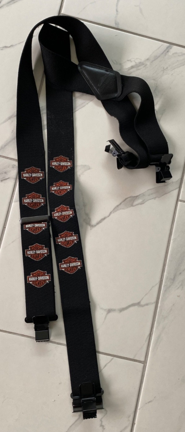 Vintage Harley-Davidson Black and Orange Logo Suspenders/ Trouser Braces