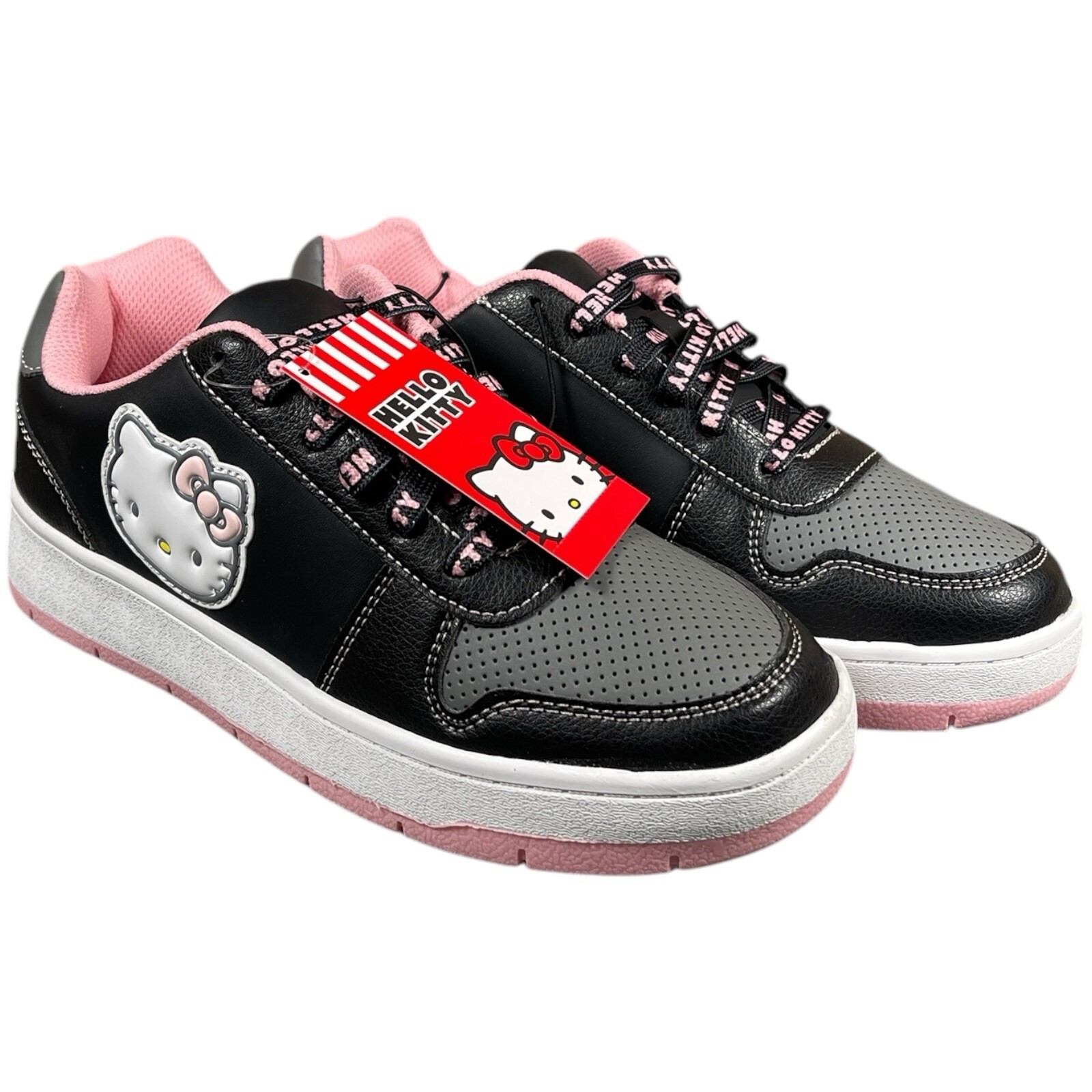 Hello Kitty by Sanrio Women’s Fashion Sneakers Size 8 Black/Light Pink Shoes NEW