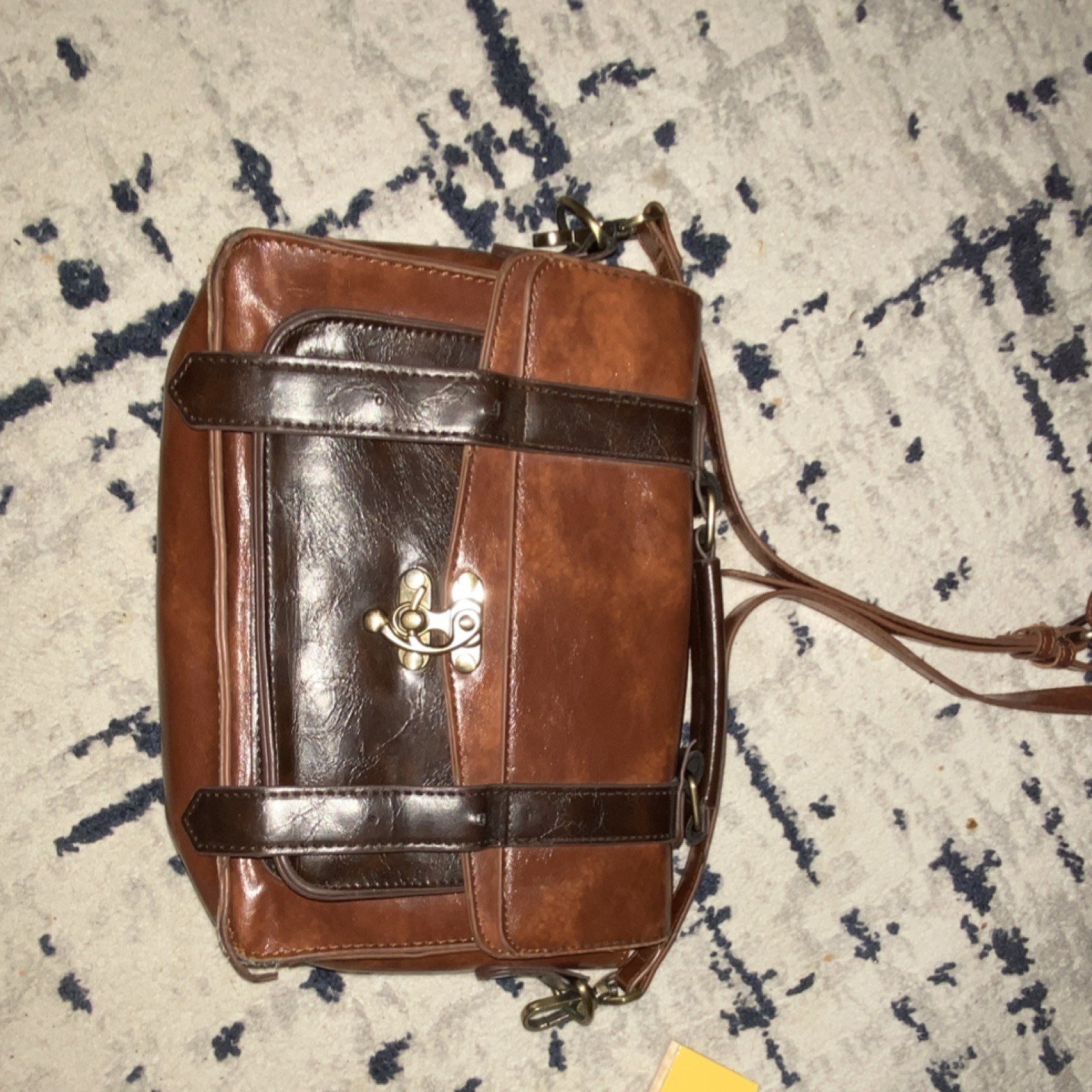 Ecosusi Brown Dark Brown Shoulder Bag Buckle Accent Turn Lock Adjustable Strap