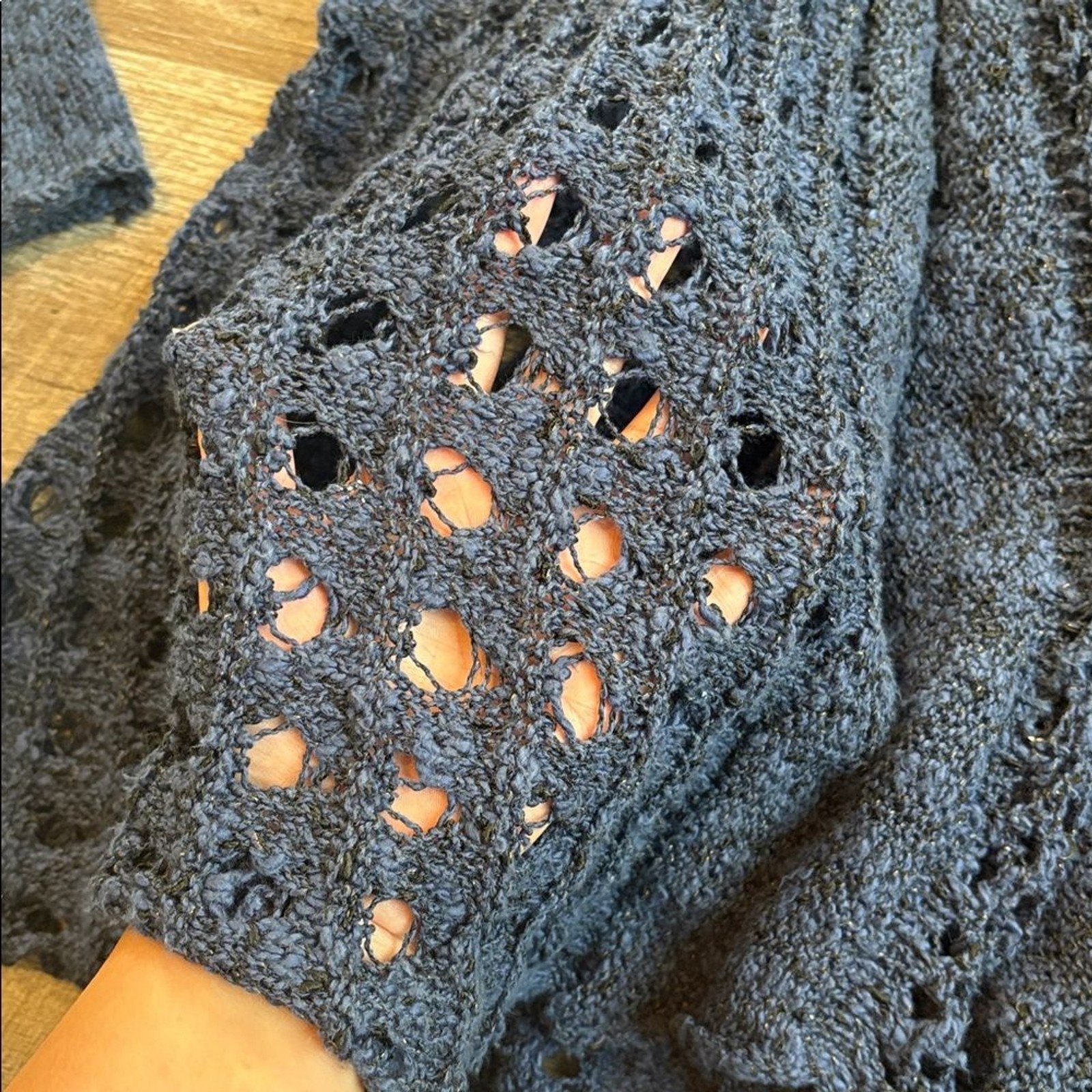 Soft Surroundings Teresa Crochet Cardigan Women’s 2X Deep Blue