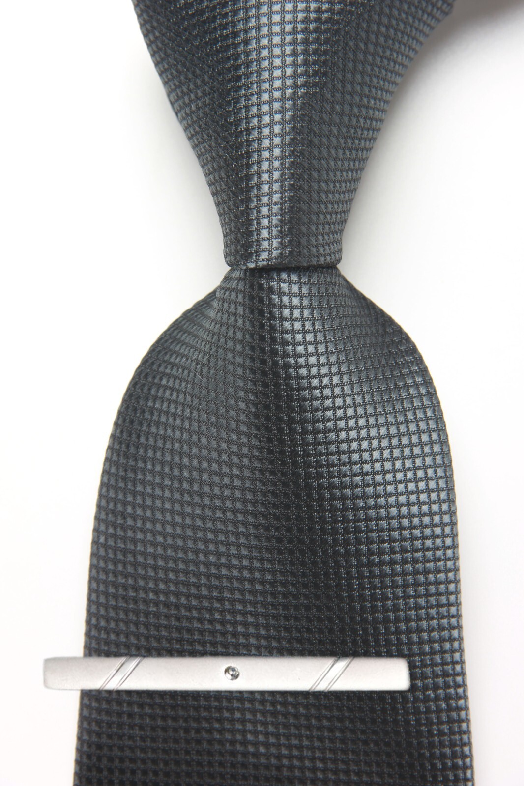 New Classic Checks Plaids Gray JACQUARD WOVEN 100% Silk Men’s Necktie Tie