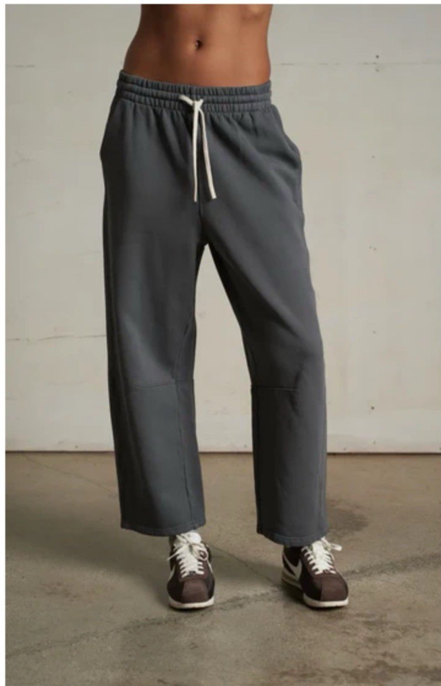 Perfect White Tee Fallon Fleece Barrel Leg Pants Gray Sweatpants Pockets XS $148