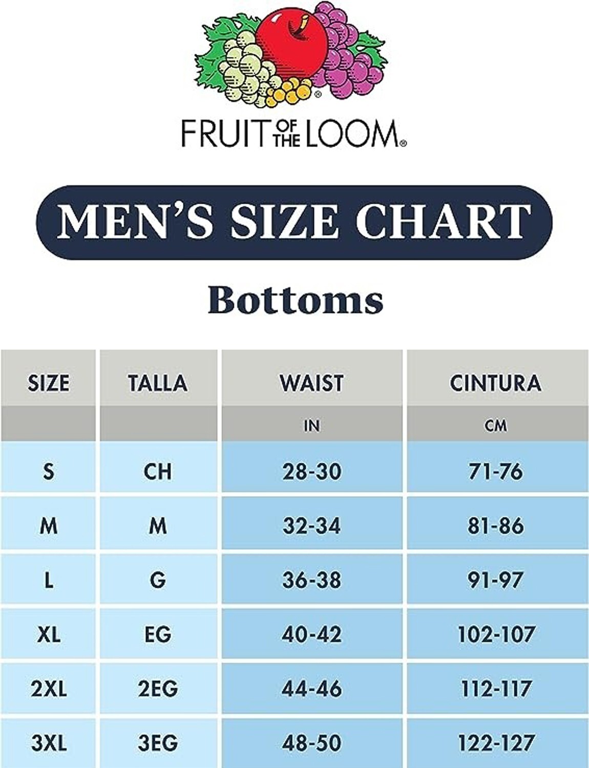 6 Blue Gray Extra Large XL 40-42 Briefs Mid Rise Fruit of the Loom EG 102-107 CM