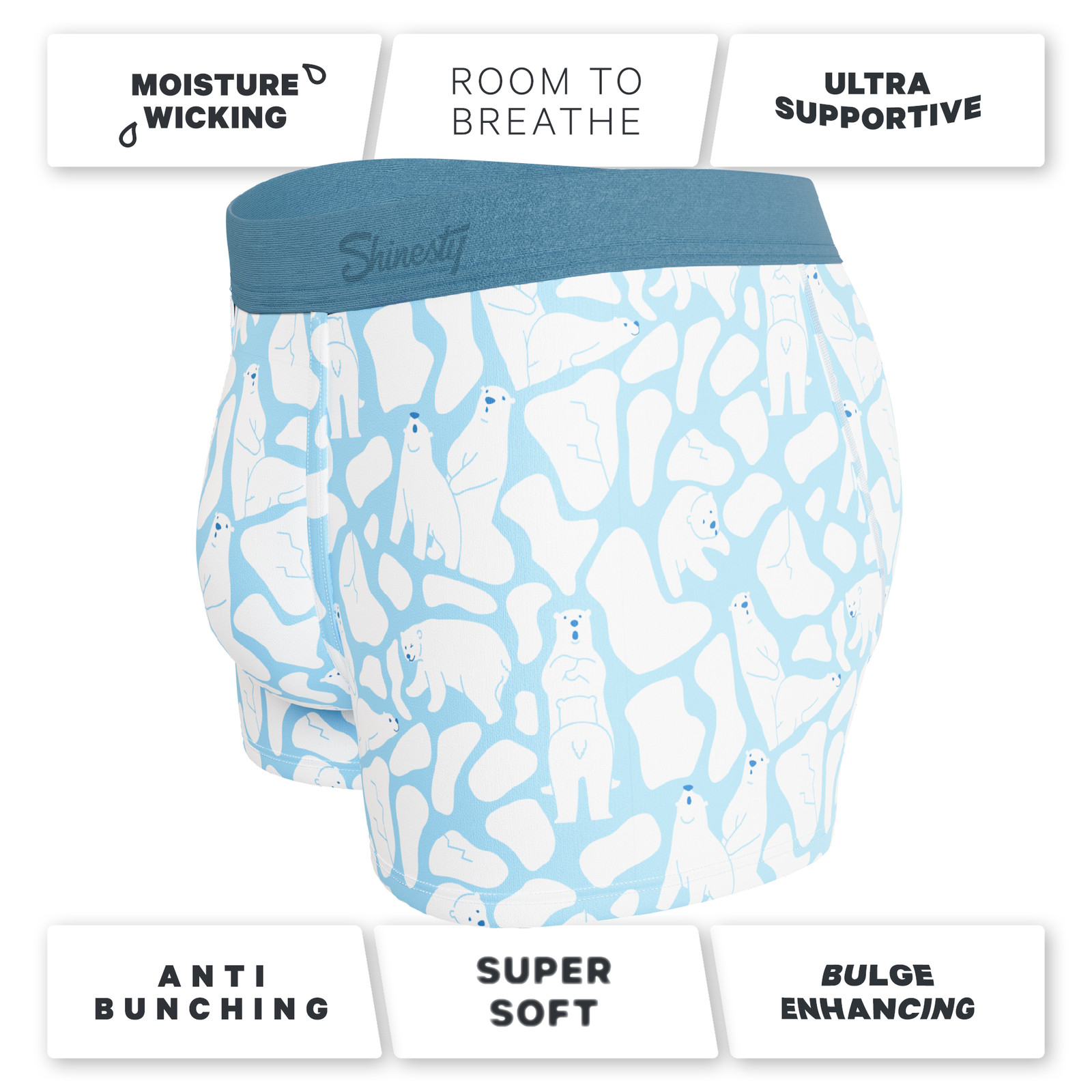 Shinesty Men’s Ball Hammock Pouch Trunks – Polar Bear Print MicroModal Moisture