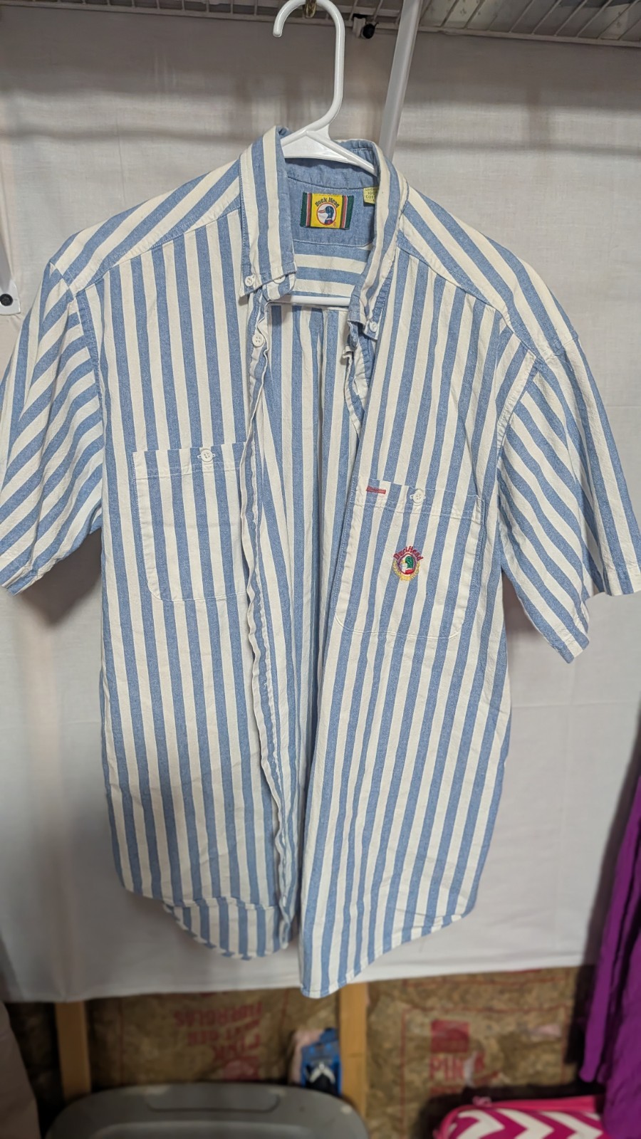 Duck Head Mens L Blue White Plaid Button Up Shirt VINTAGE