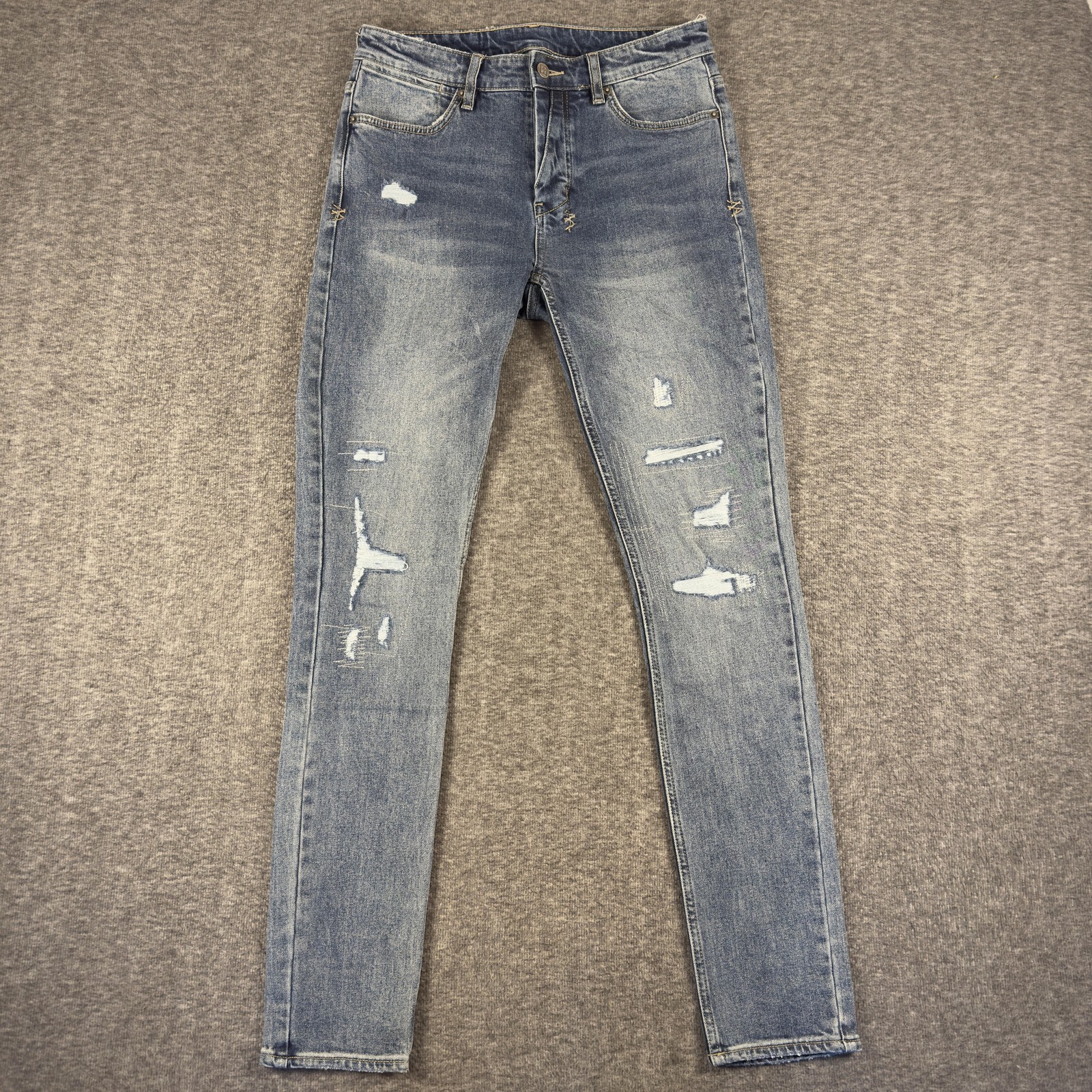 Ksubi Jeans Mens 31×32 Van Winkle Runaway Repair Blue Distressed Slim Stretch