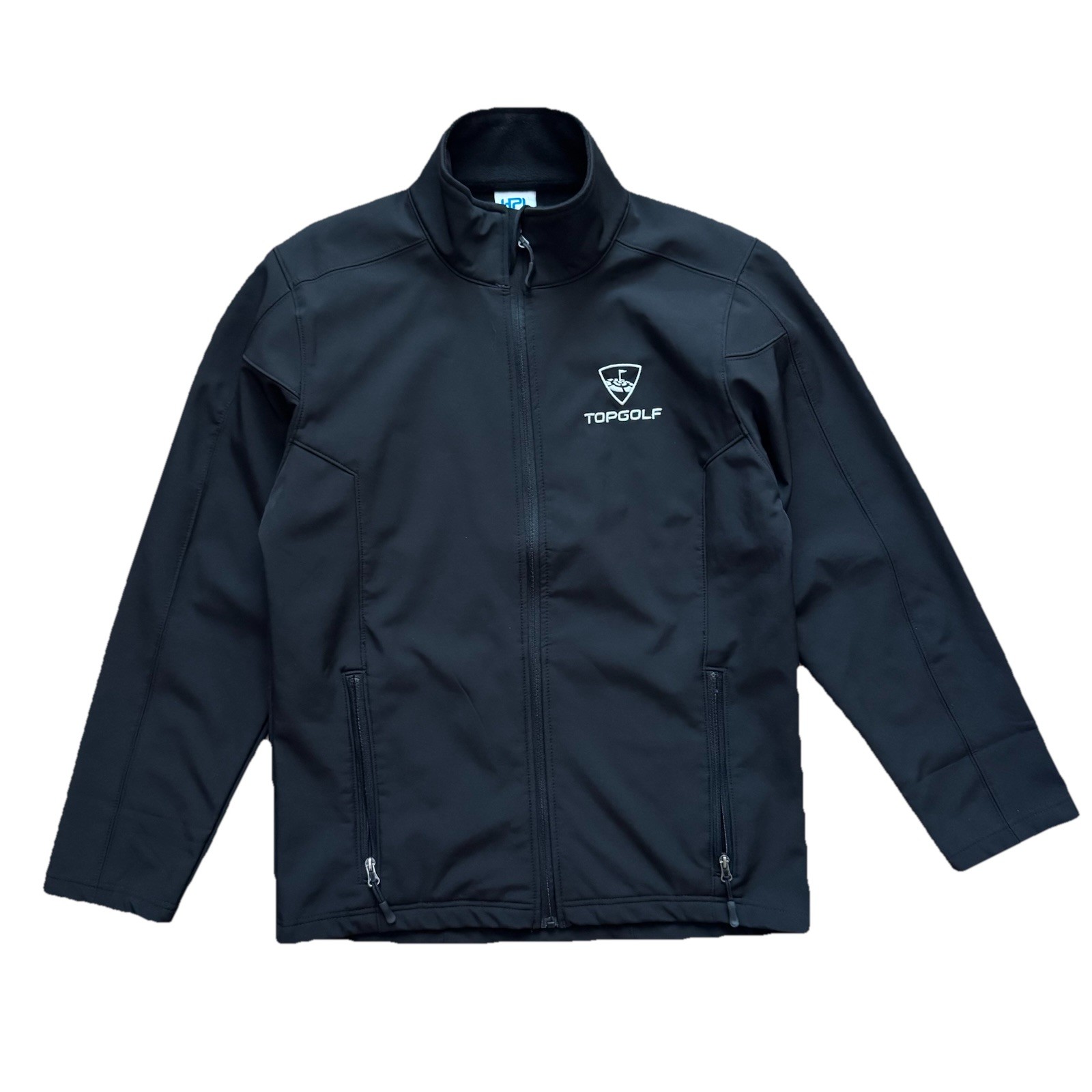 Topgolf Soft Shell Jacket Men’s Medium Black Full Zip Fleece Lined Mock Neck