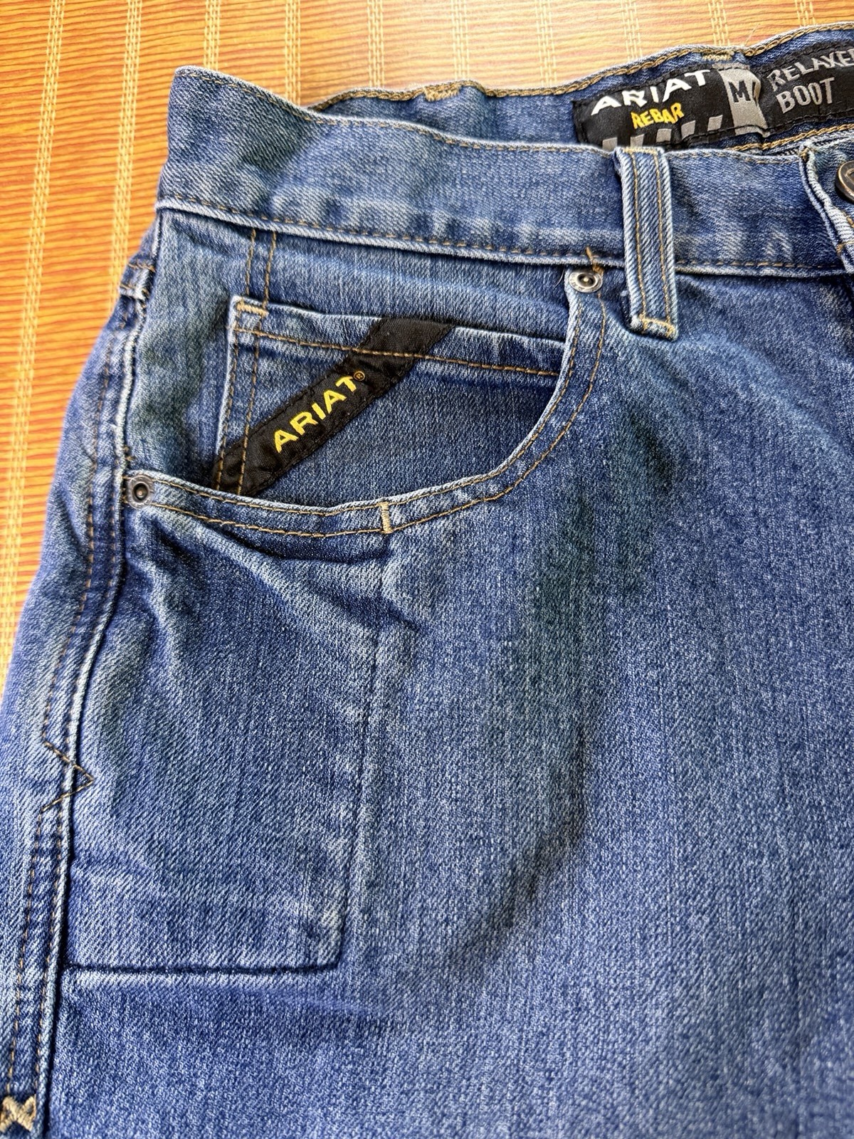 Ariat Rebar M4 Relaxed Boot Cut Jeans Men’s 28/30 Blue Durastretch Edge[H-144]