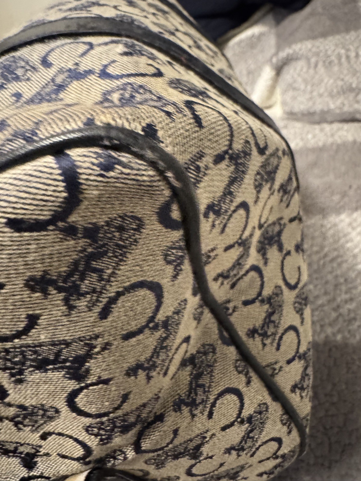 CELINE C Macadam Hand Bag Canvas Navy