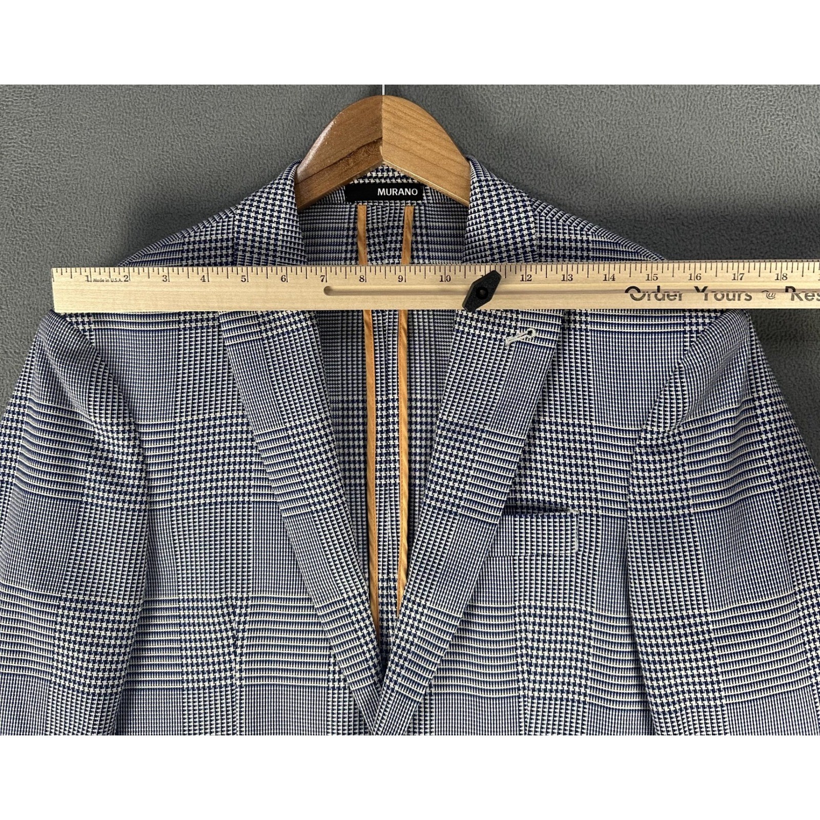 Murano Blazer Jacket Mens Small Blue Houndstooth Slim Fit Galapagos Nautical
