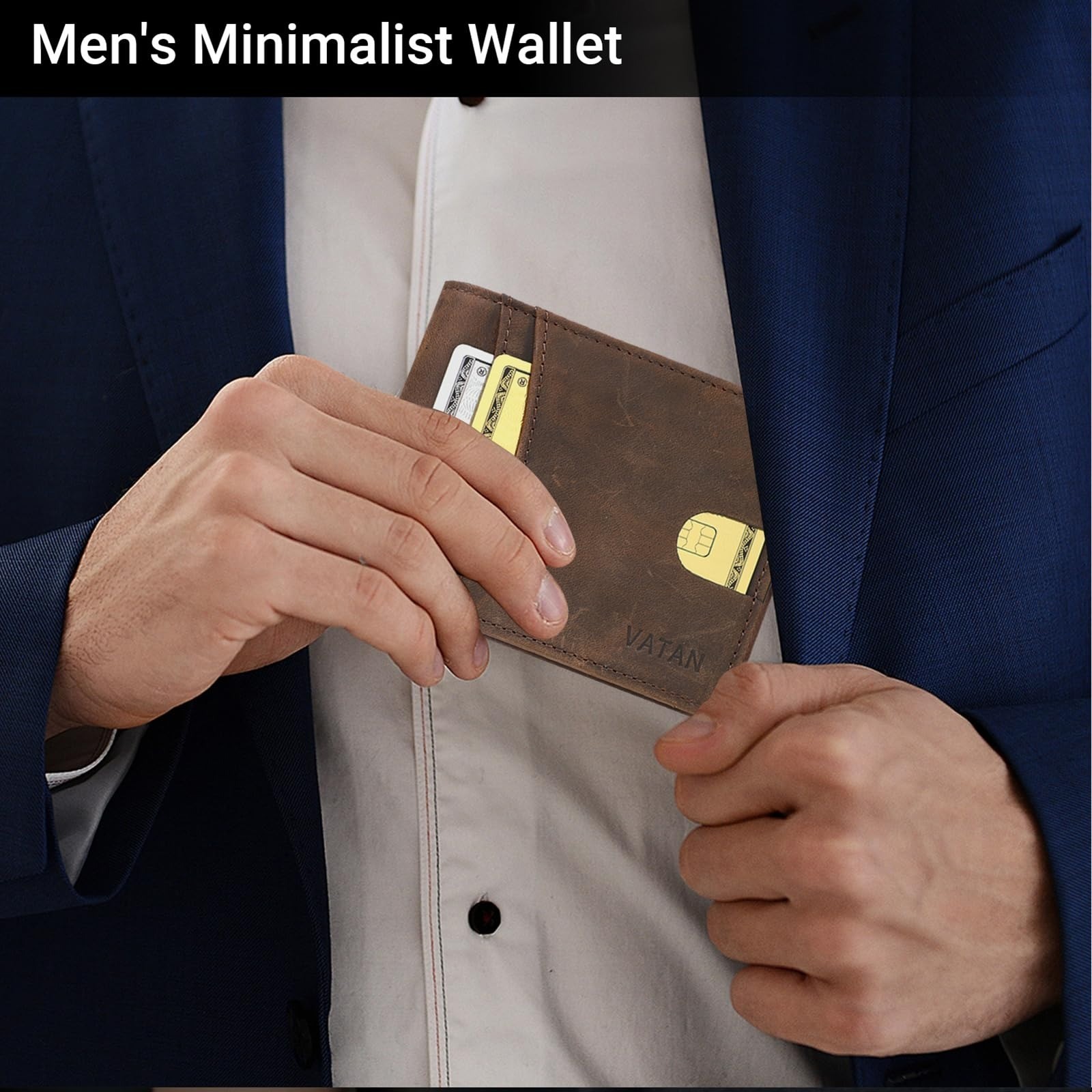 VATAN Slim Bifold RFID Blocking Leather Wallet for Men – 15 Card Holder