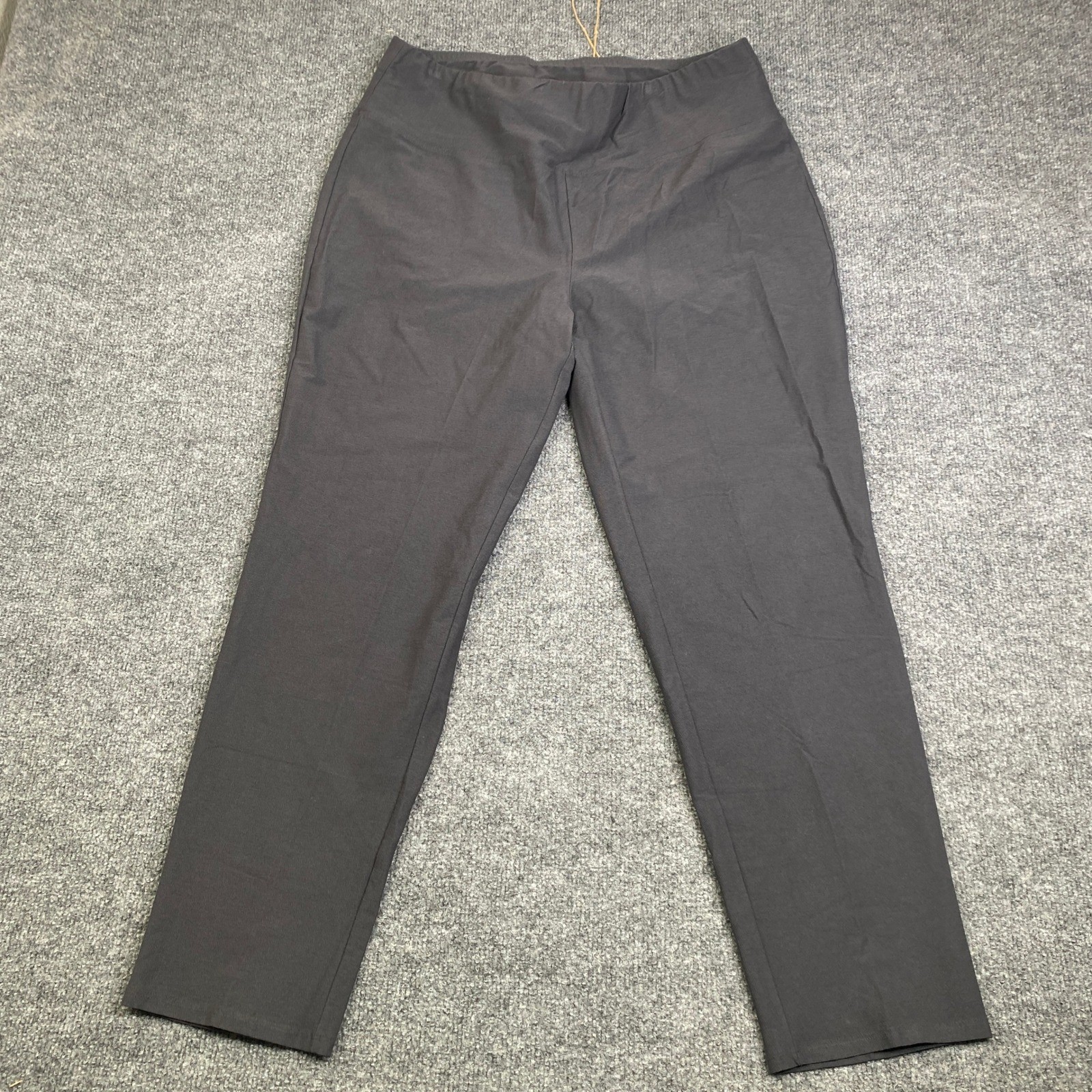 Eileen Fisher Womens Charcoal Grey Stretch Jersey Pull On Ankle Pants Size Large