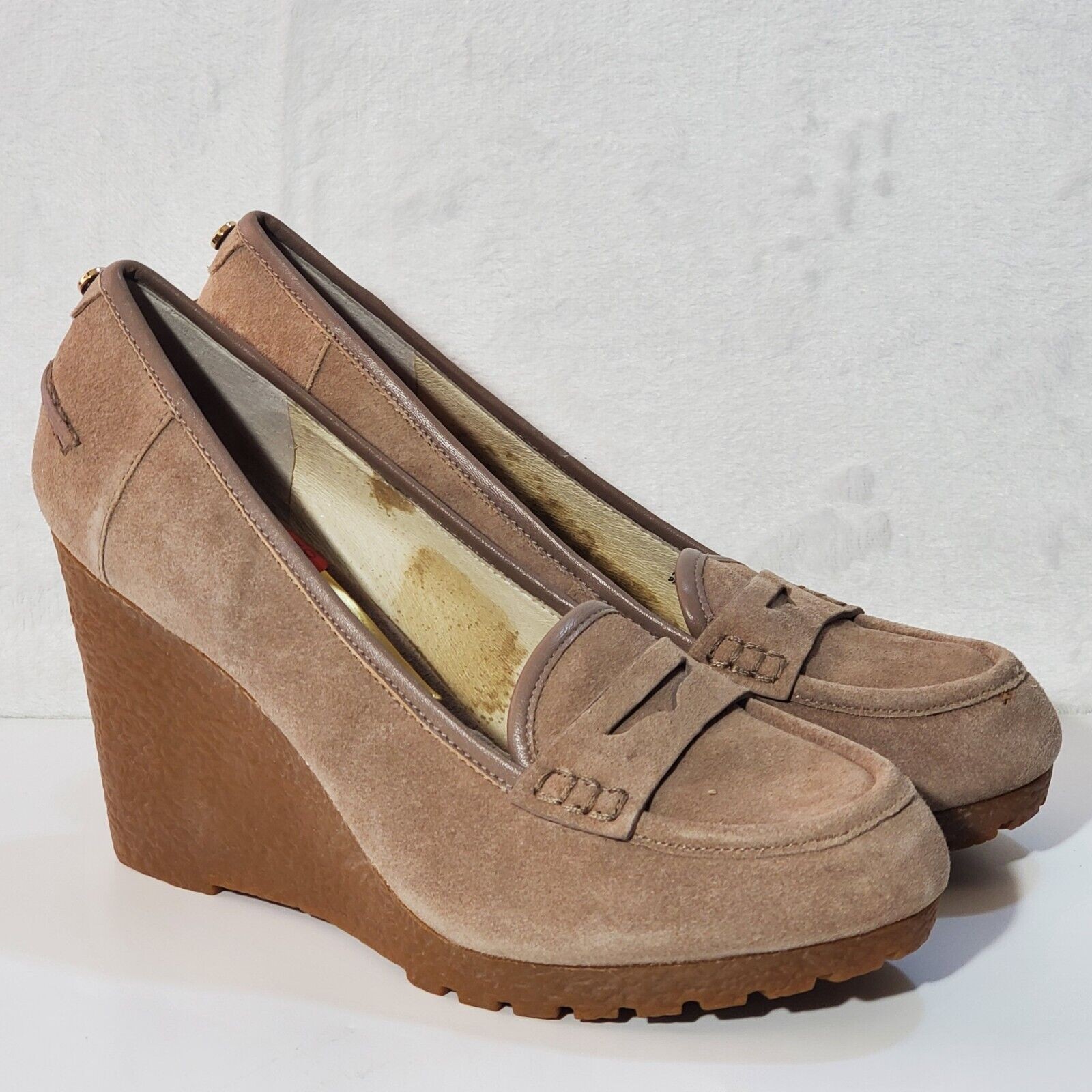 MICHAEL Michael Kors Rory Loafer Wedges Women’s 9.5M Taupe Suede
