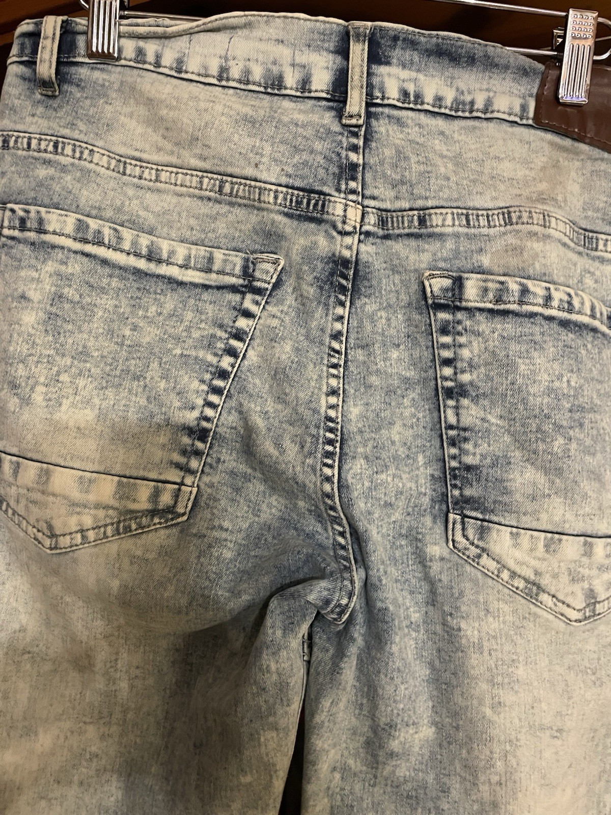 Dash American Light Acid Wash Biker Jeans Distressed Moto Strap Men’s 34×32