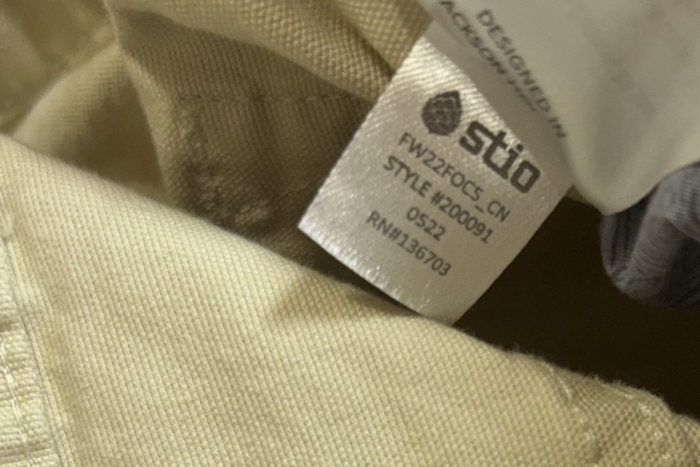 Stio Rivet Canvas Pants Jeans Mens 32×32 Yellow Beige Stretch Gusseted Versatile