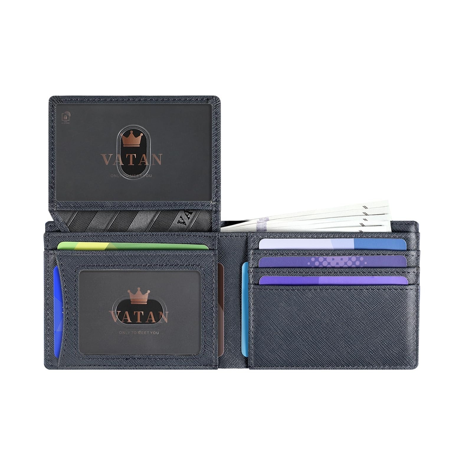 VATAN Slim Bifold RFID Blocking Leather Wallet for Men – 15 Card Holder