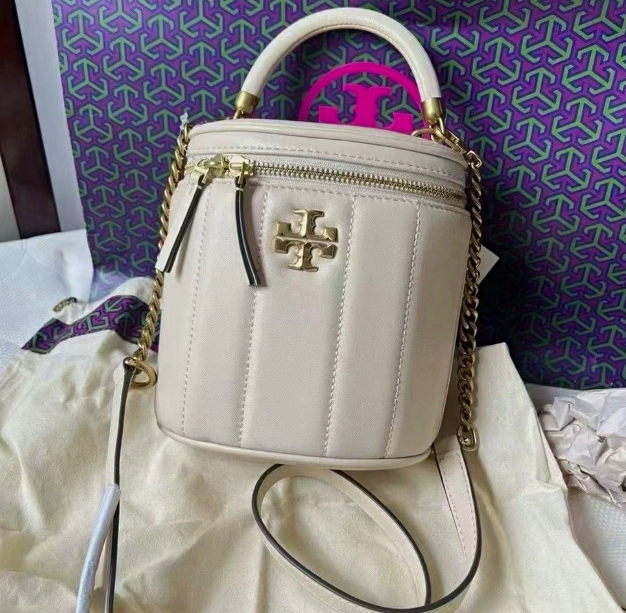 Tory Burch Quilted Kira vanity Small Crossbody and Top Handle