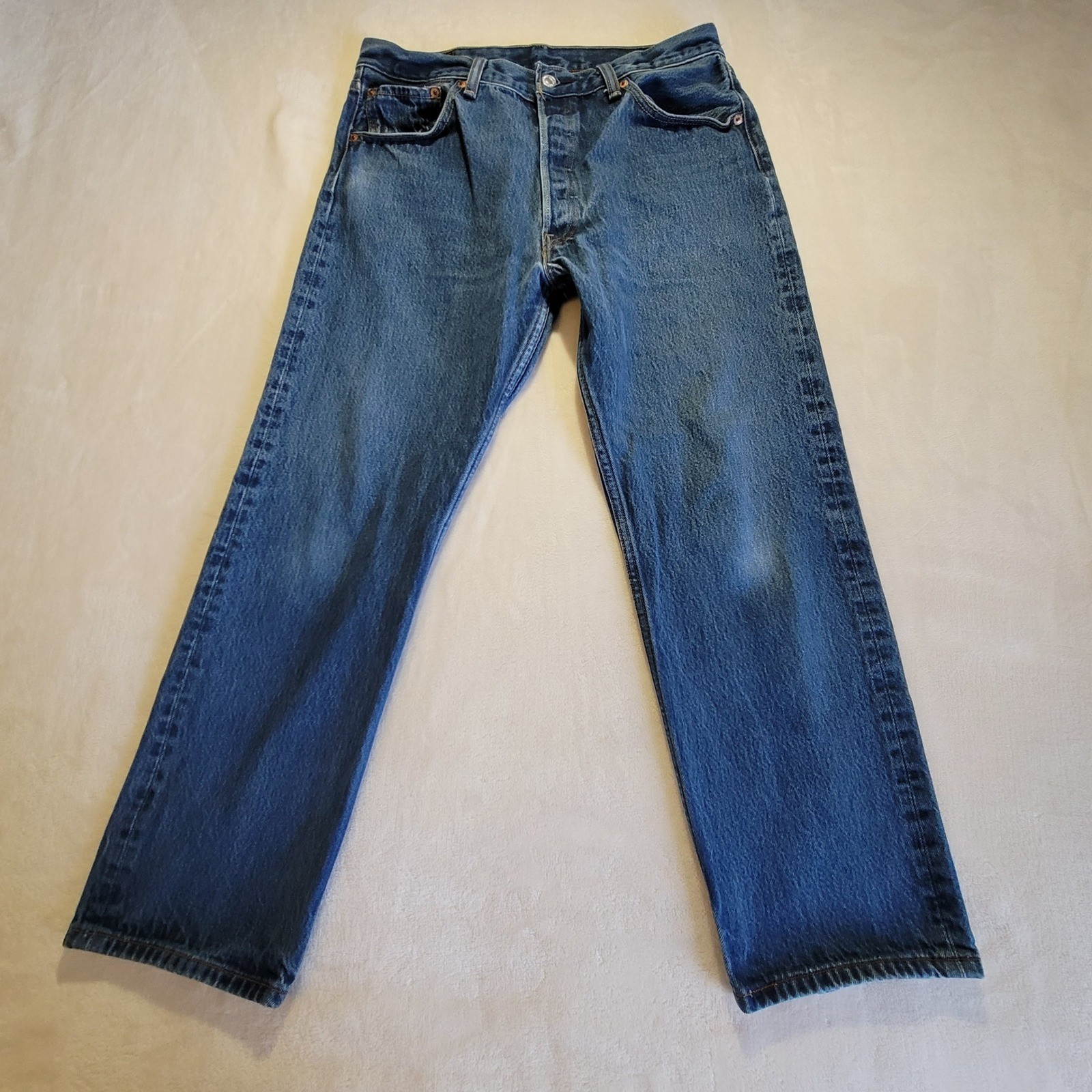 Y2K Levi’s 501 Original Fit Mens 35×30 (33×27.5) Blue Jeans Straight Button Fly