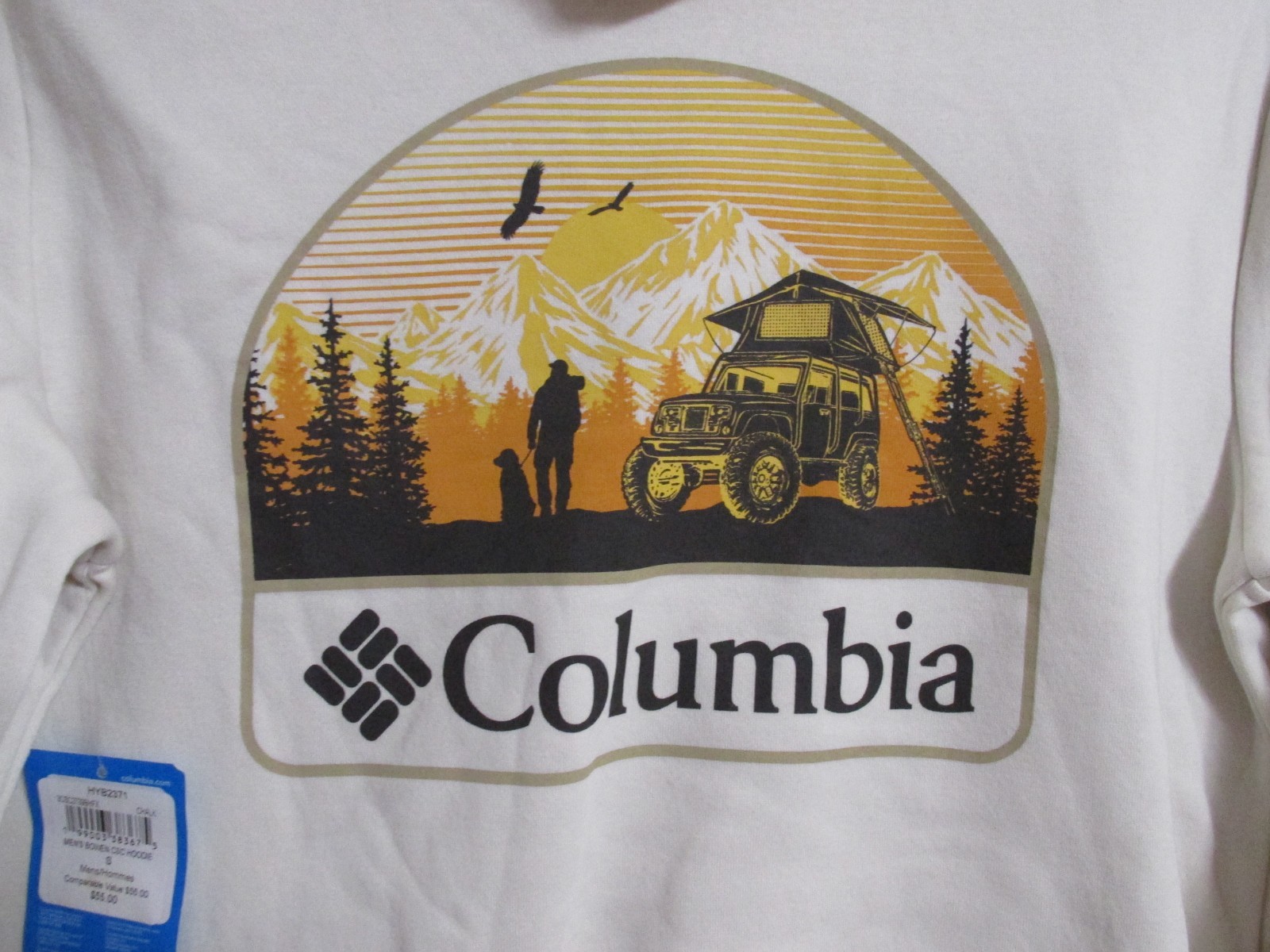 Men’s Columbia Bowen CSC Pullover Hoodie Chalk Size SMALL Overland Back Graphics