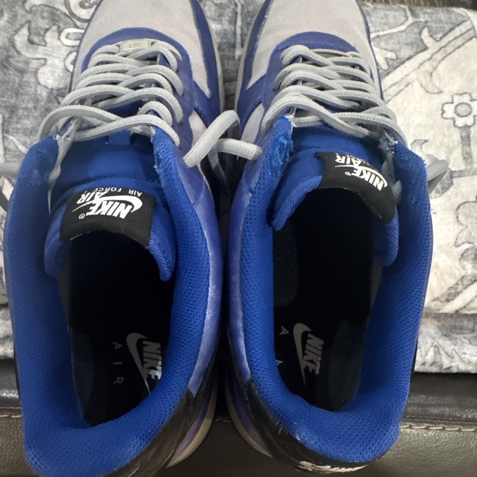 Size 14 Nike Air Force 1 Low Men’s Lace-Up Sneakers Blue/Gray/Black Colorblock