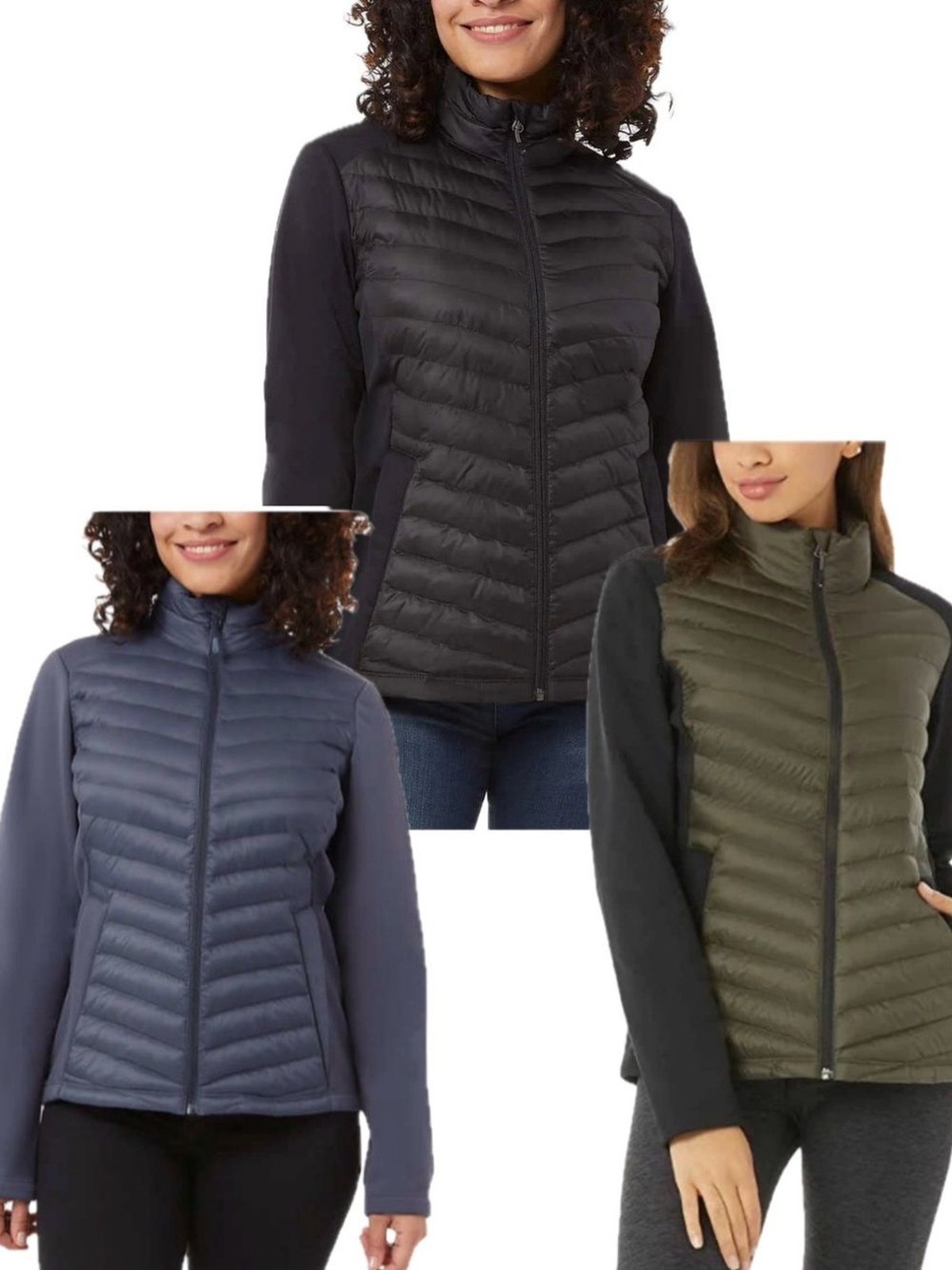 32 Degrees Women’s Softshell Quilted Hybrid Puffer 3-Piece Jacket Bundle XL
