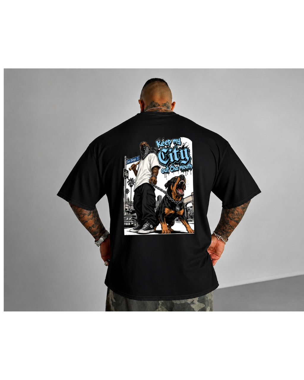 Keep My City Out Cha Mouth Graphic T-Shirt Men’s Hip Hop Streetwear Cotton Tee