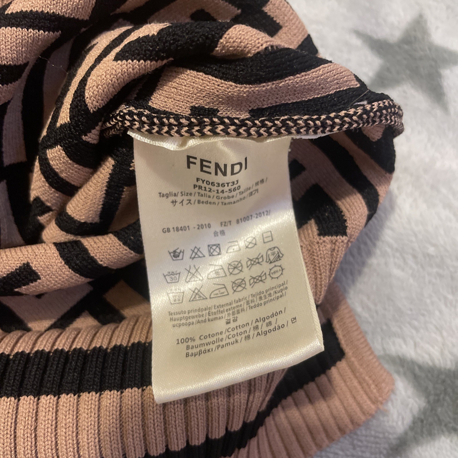 Fendi FF Monogram Short Sleeve Knit Top Bow Sleeve Italy Size 36