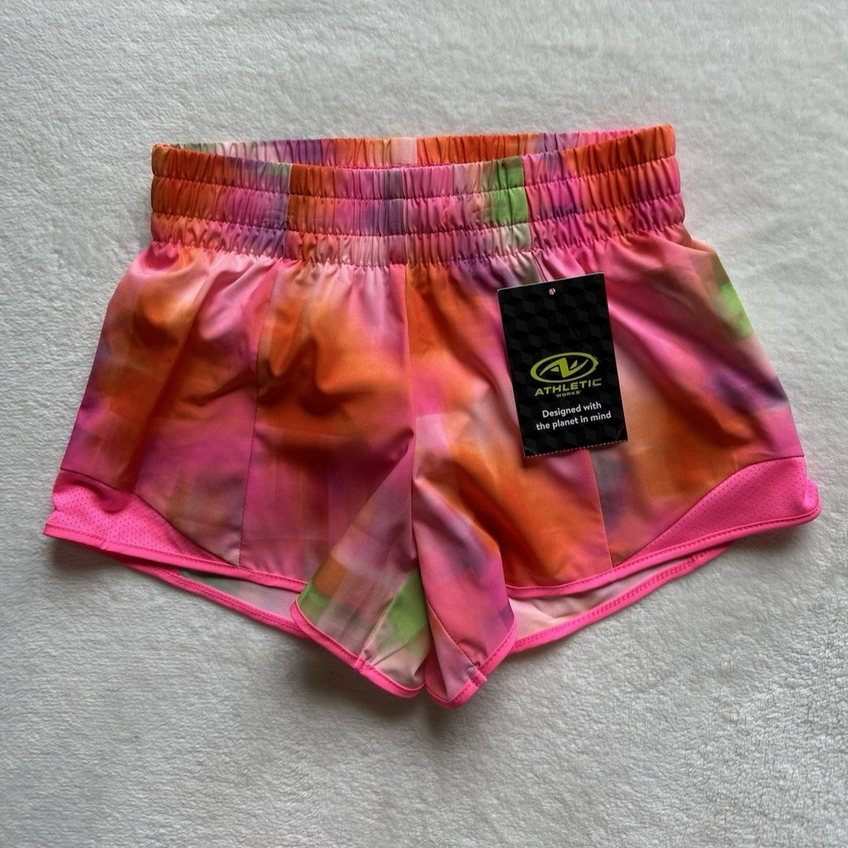 Athletic Works Girls Pink Moisture Wicking Running Shorts with Liner Sz S (6-6X)